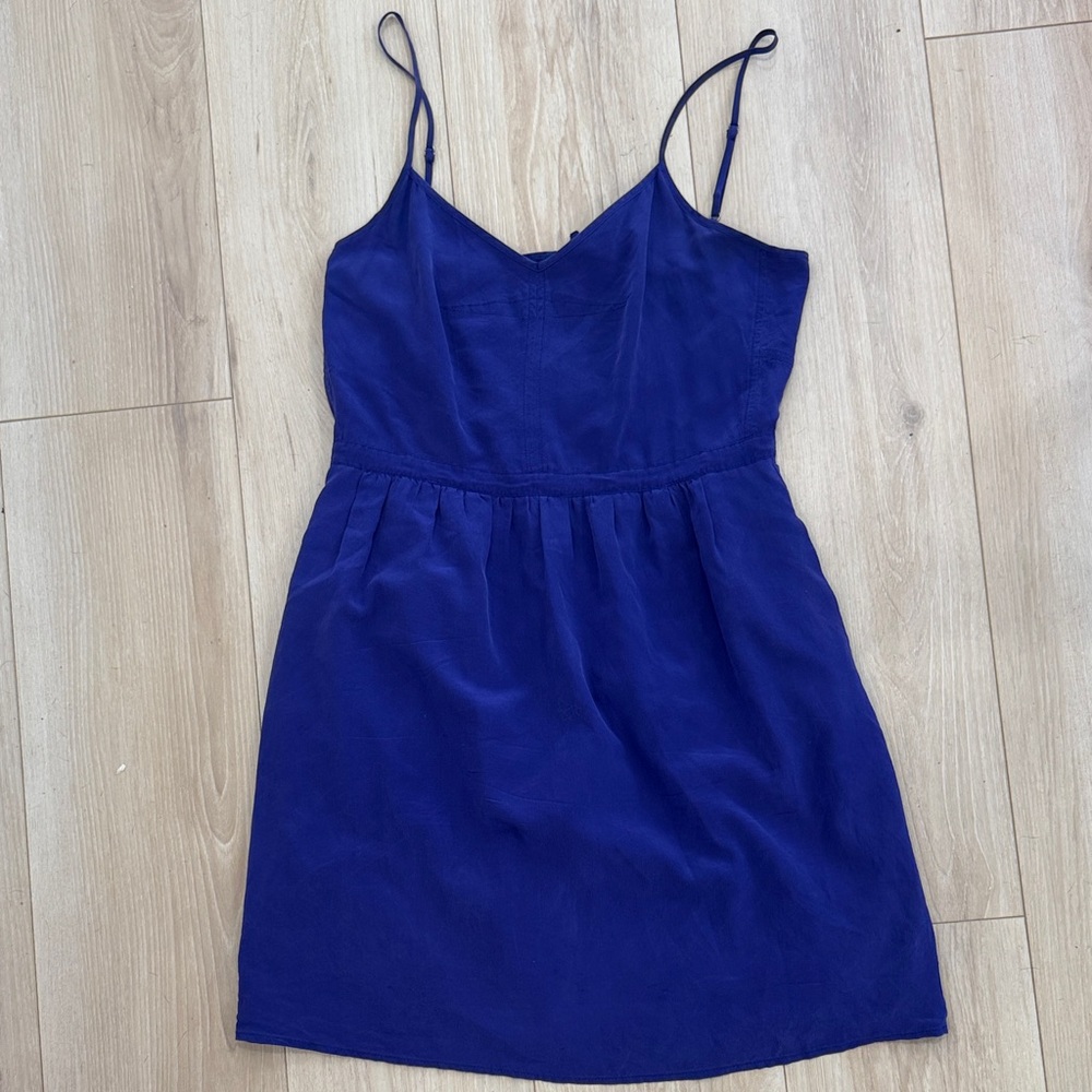 Madewell 100% silk Royal Blue Strappy Dress with pockets